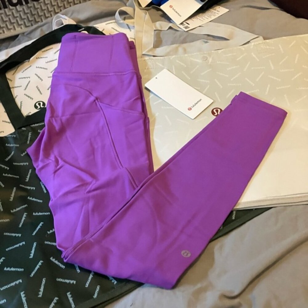 NWT Lululemon Fast and Free High-Rise Tight 28" *Fleece, Sz 6, Moonlit Magenta